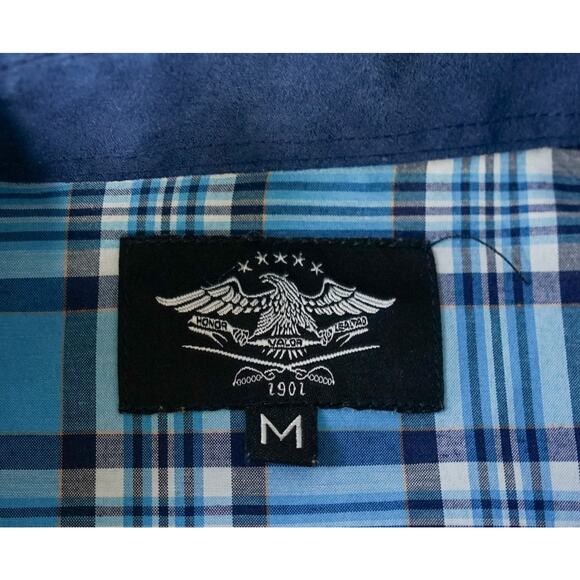 El General Men Embroidered Plaid Western Pearl Snap Button Shirt M Cowboy Rodeo - Picture 2 of 16